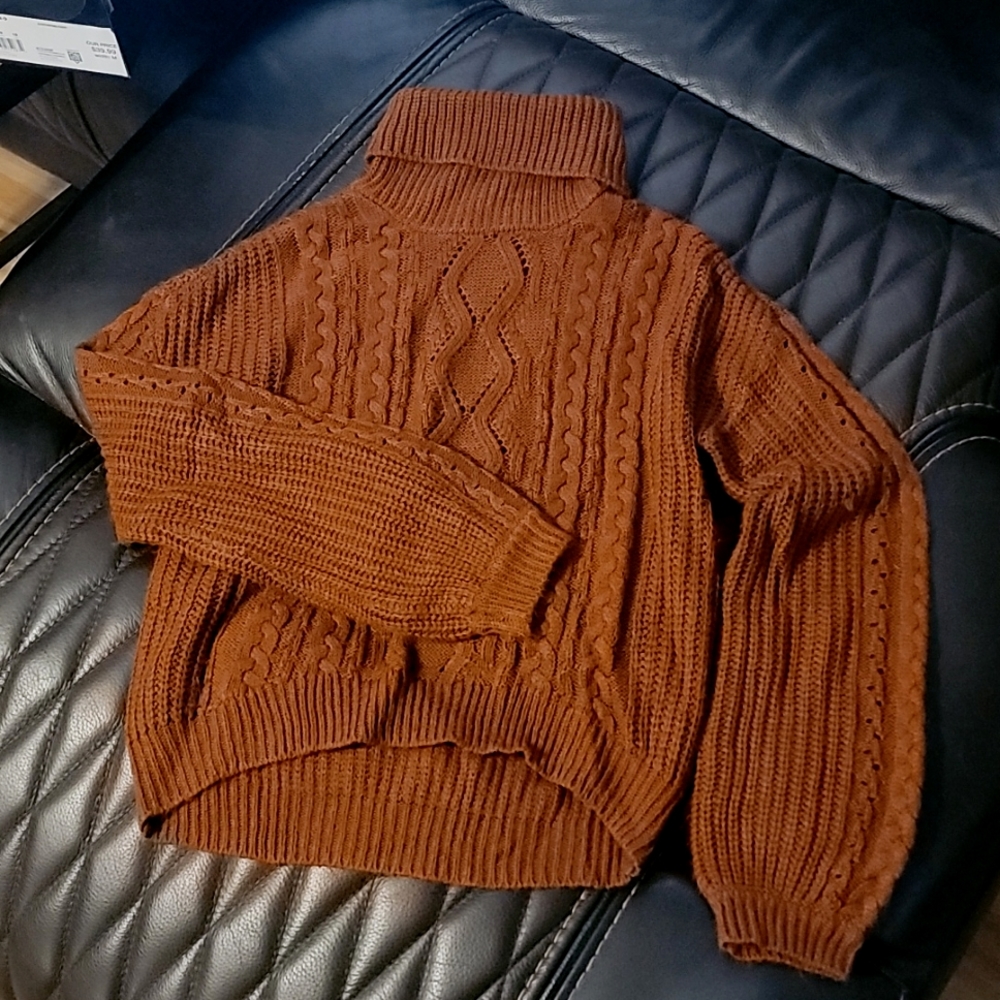 Rust orange turtleneck sweater